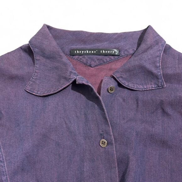 Y2K Theyskens’ Theory Button Down Shirt Plum S - Picture 3 of 8